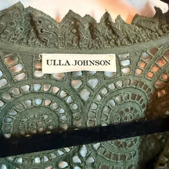 Ulla Johnson Green Ruffle Cap Sleeve Blouse - Picture 3 of 8